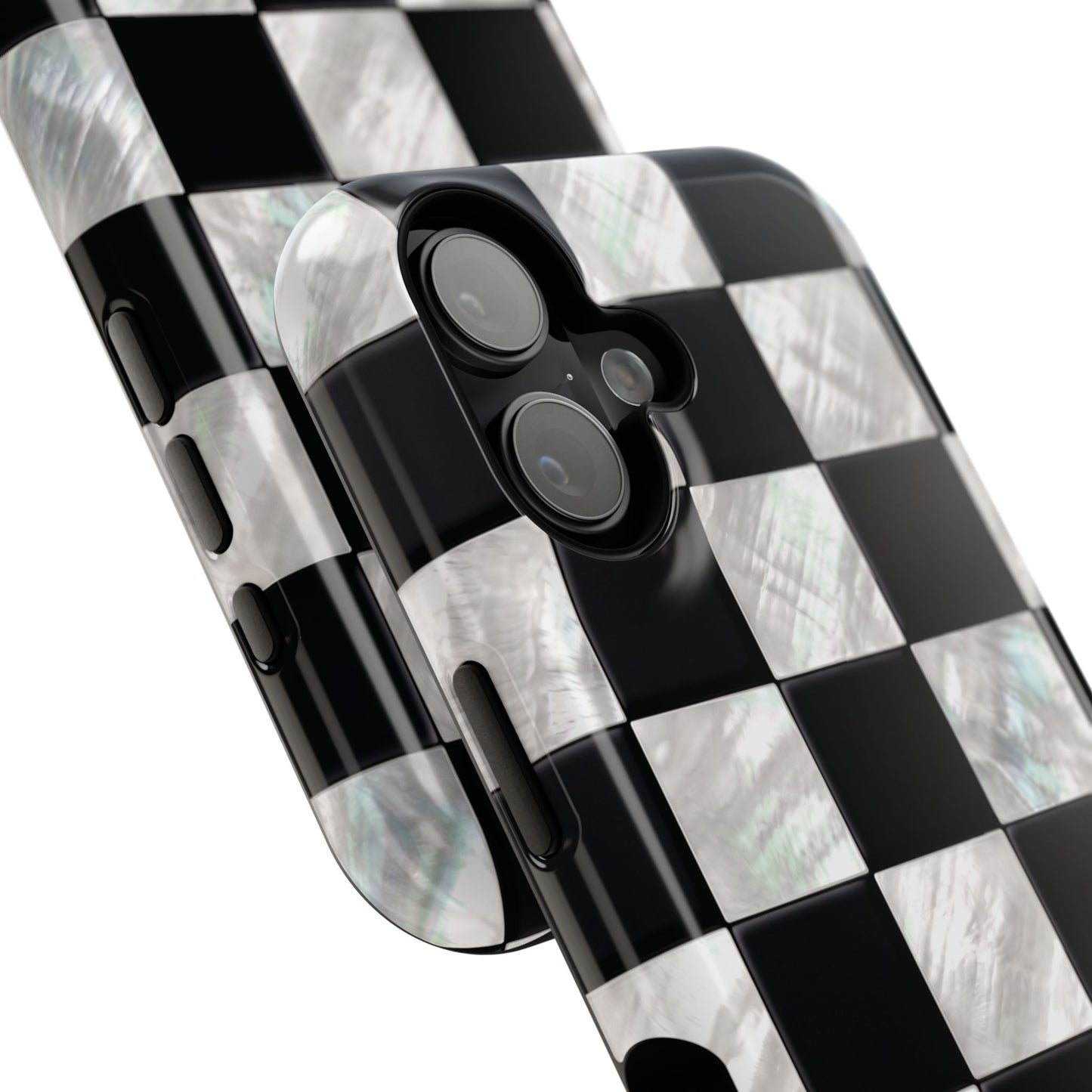 The Midnight Pearl – Inlaid Checkerboard Design iPhone Case