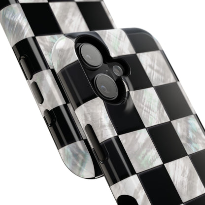 The Midnight Pearl – Inlaid Checkerboard Design iPhone Case
