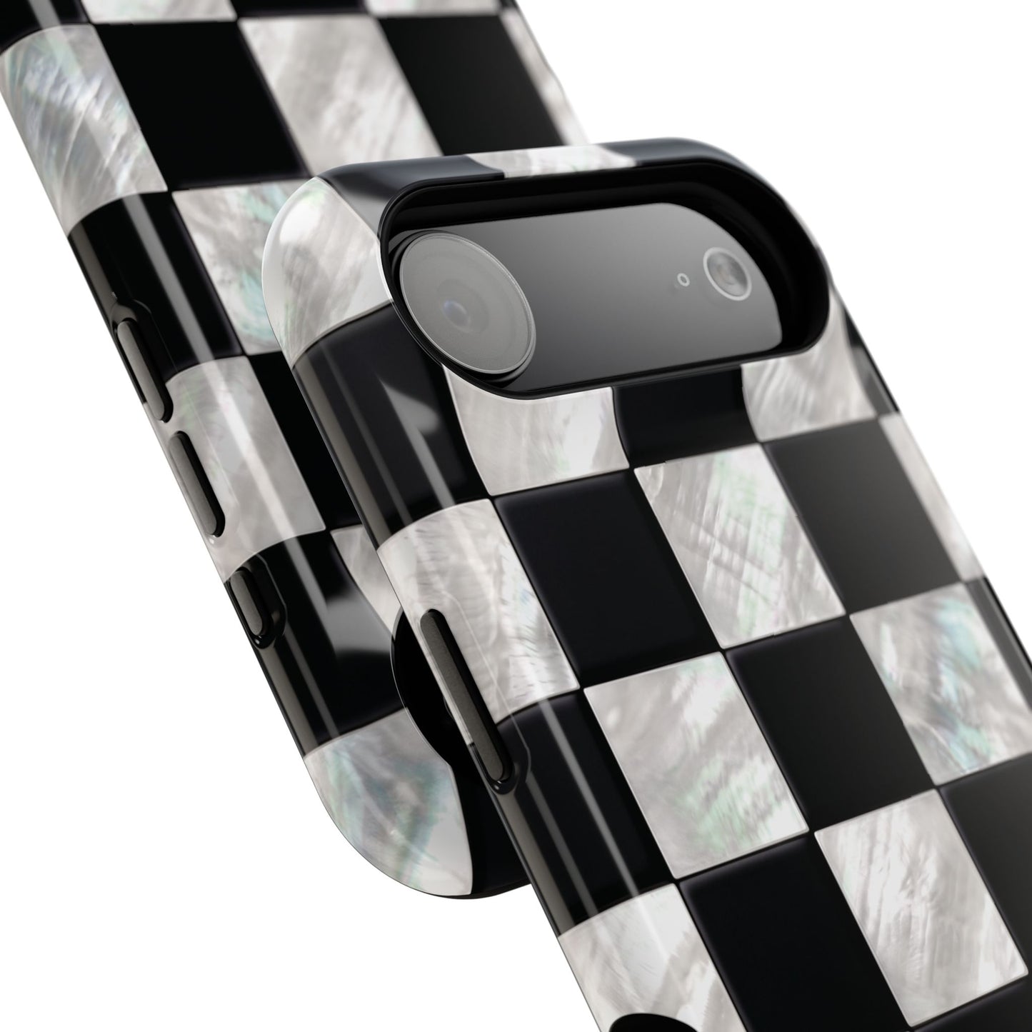 The Midnight Pearl – Inlaid Checkerboard Design iPhone Case