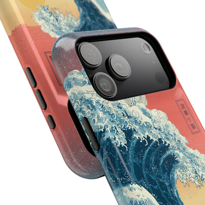 The Wave-Riding Neko – Sunset Surfer Case Design iPhone Case