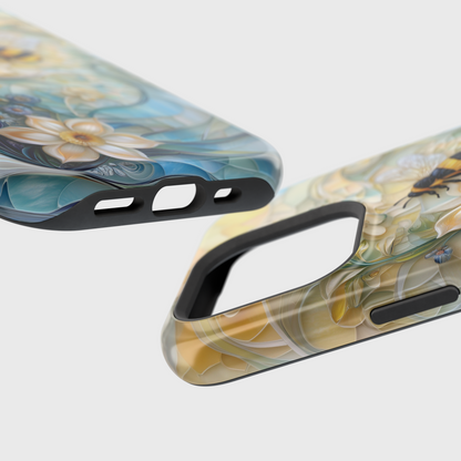 Bumblebee & Floral Stained Glass Art Design iPhone Case