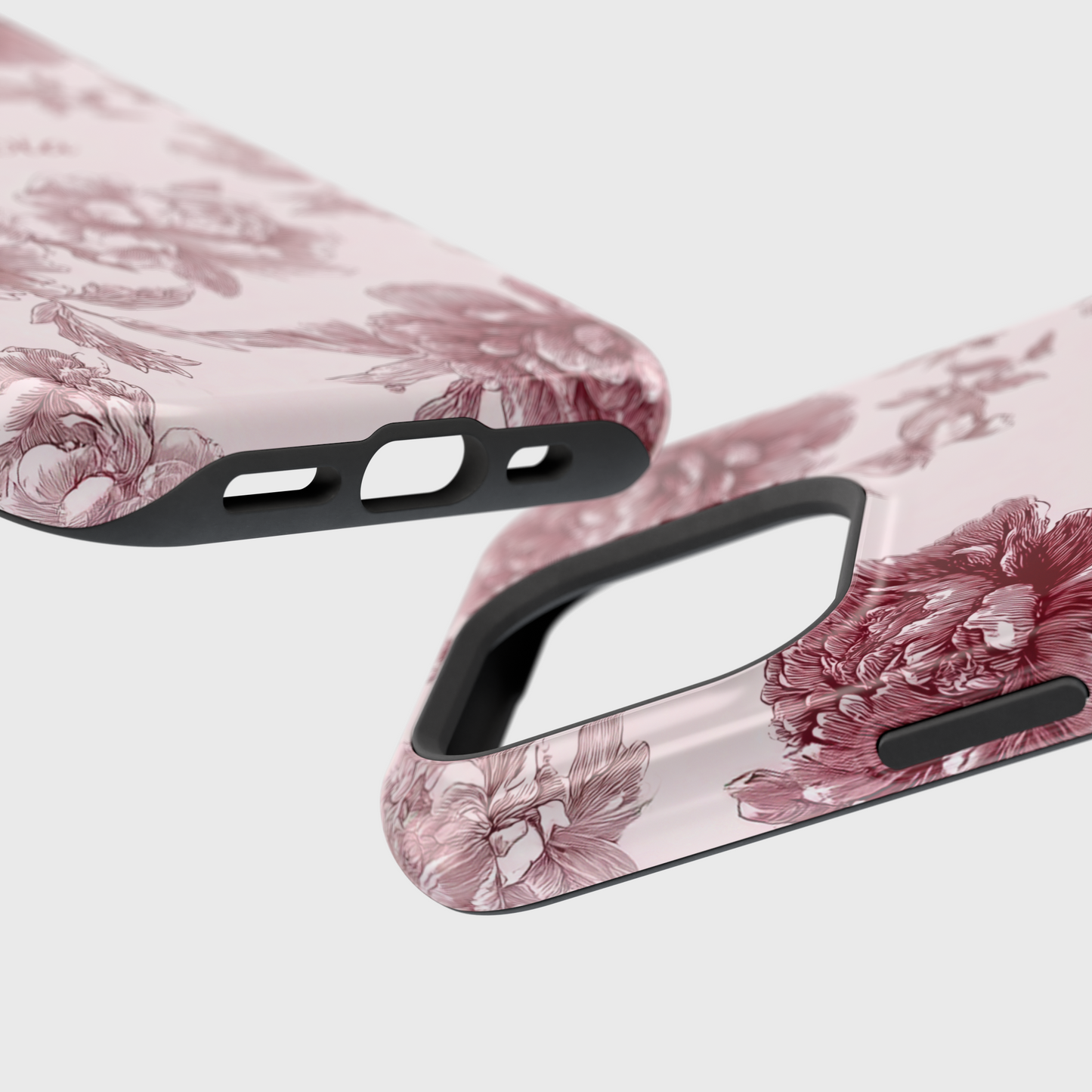 Personalisable Pink Toile Floral Design iPhone Case