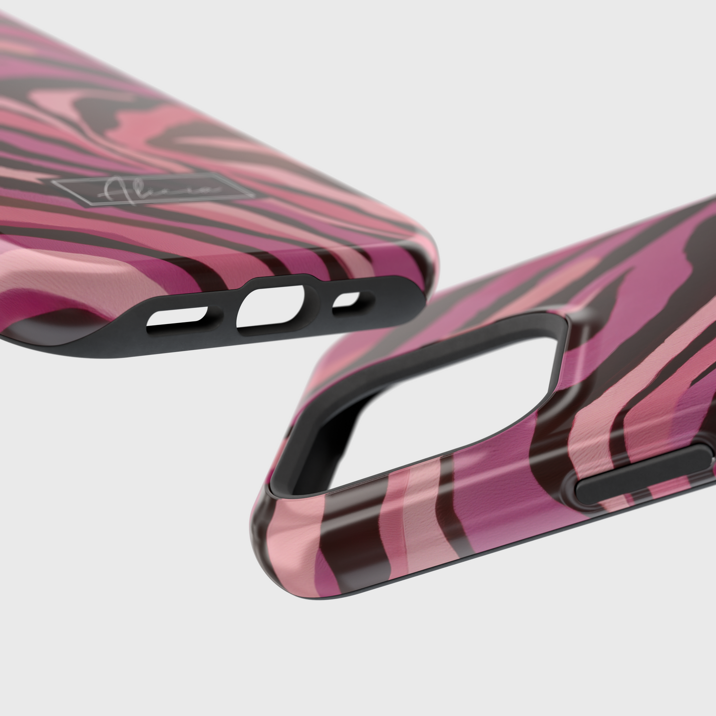 Personalisable Pink Zebra Print Design iPhone Case