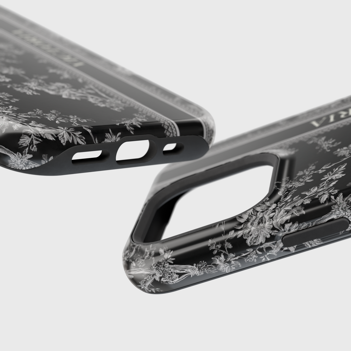 Personalisable Vintage Toile de Jouy Design (Black Edition) iPhone Case