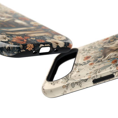 Cute Book Reading Cat Design iPhone Case