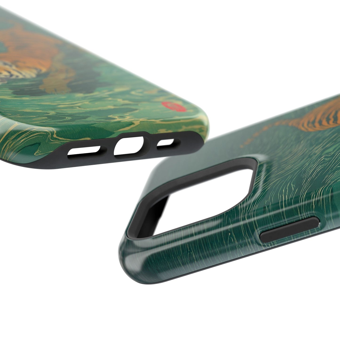 The Emerald Swirl – Ukiyo-e Tiger Design iPhone Case