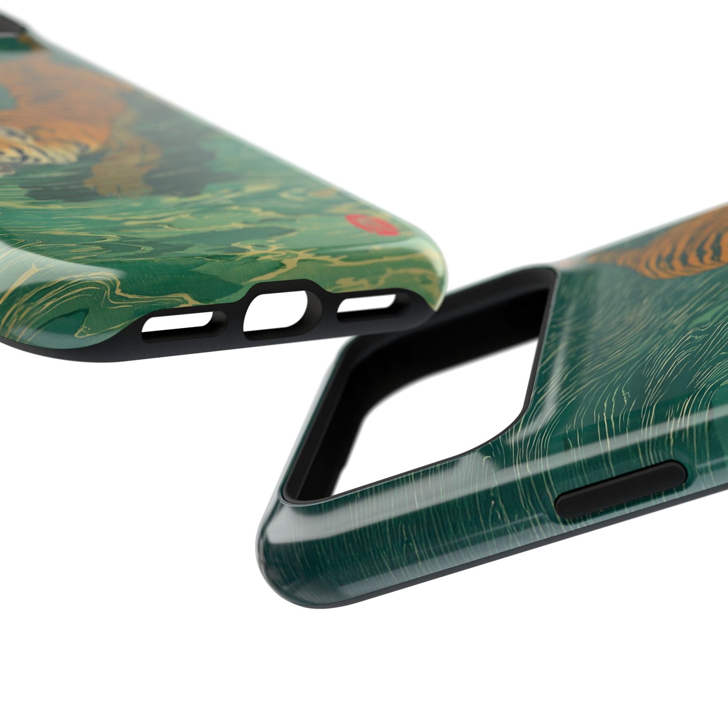 The Emerald Swirl – Ukiyo-e Tiger Design iPhone Case