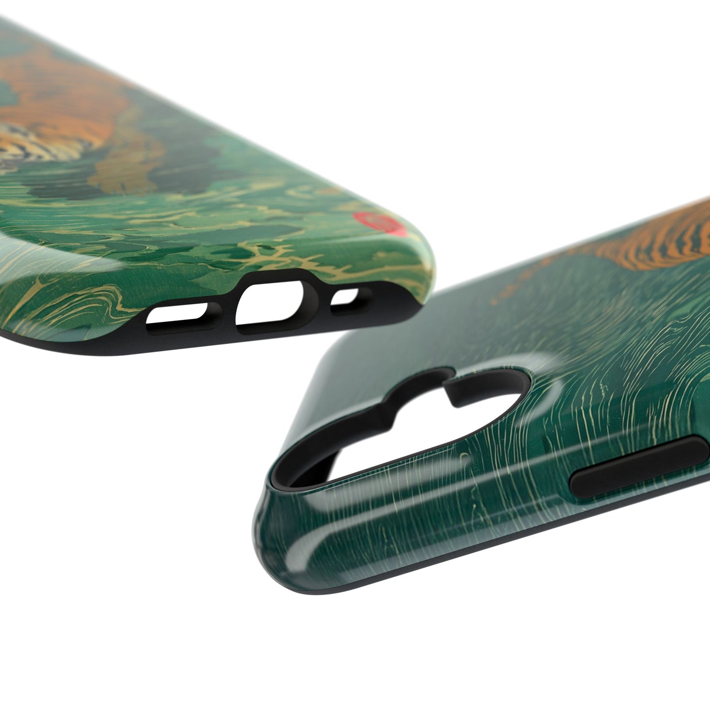 The Emerald Swirl – Ukiyo-e Tiger Design iPhone Case