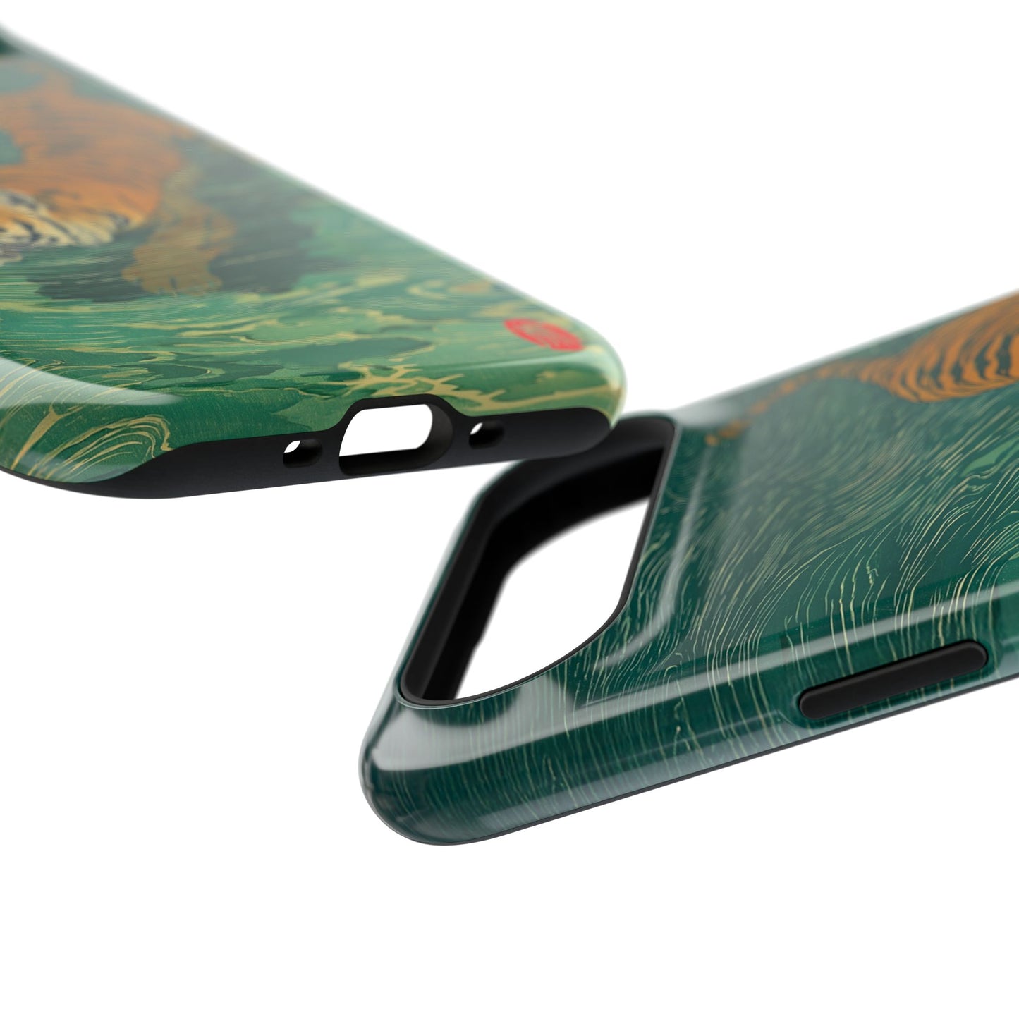 The Emerald Swirl – Ukiyo-e Tiger Design iPhone Case