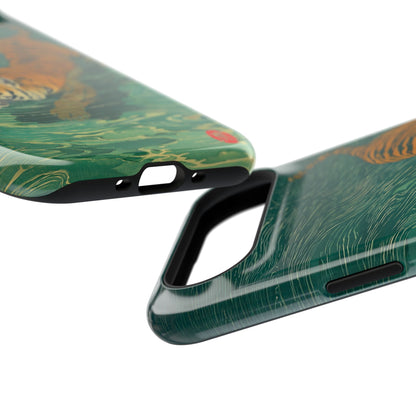 The Emerald Swirl – Ukiyo-e Tiger Design iPhone Case