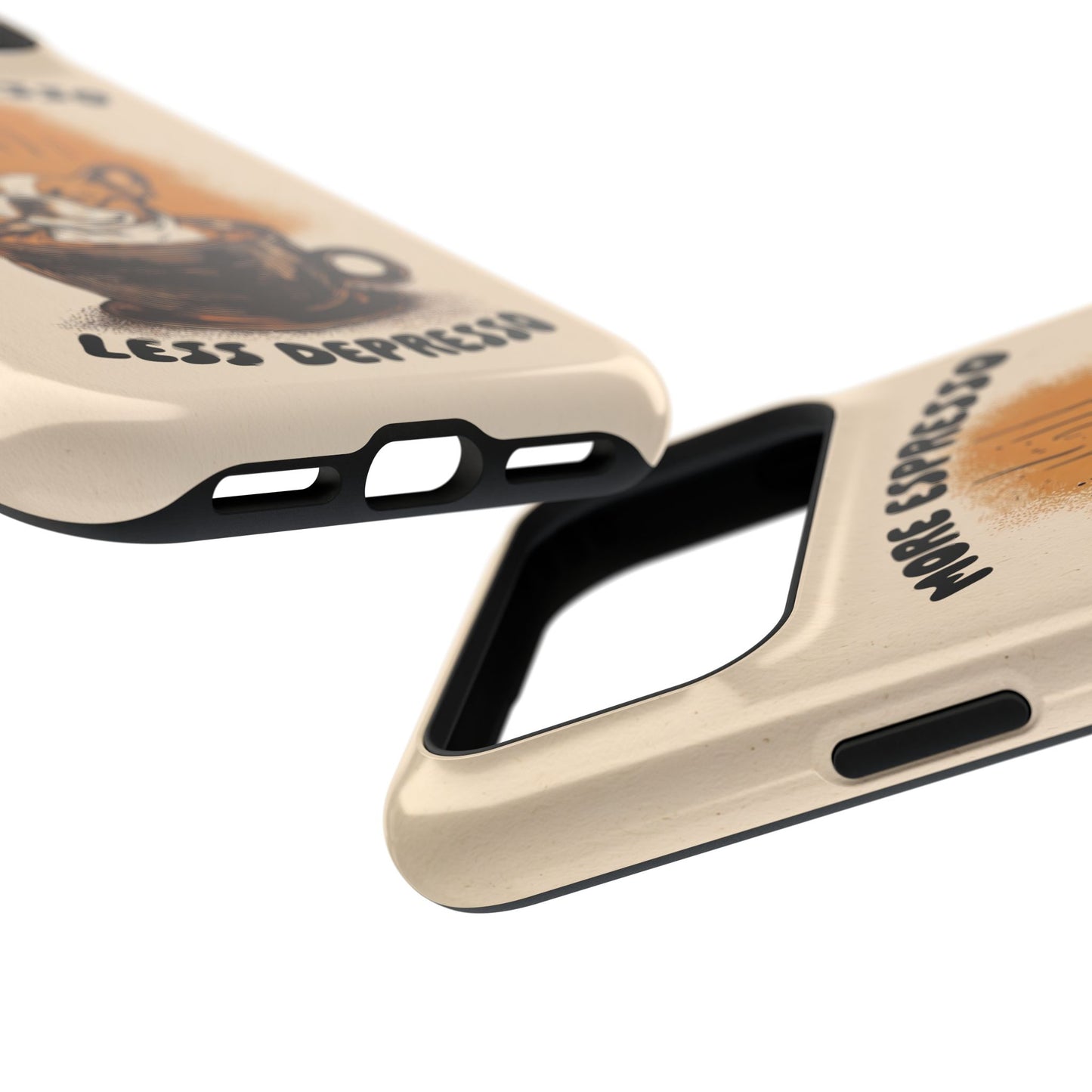 More Espresso, Less Depresso – Frenchie Coffee Design iPhone Case