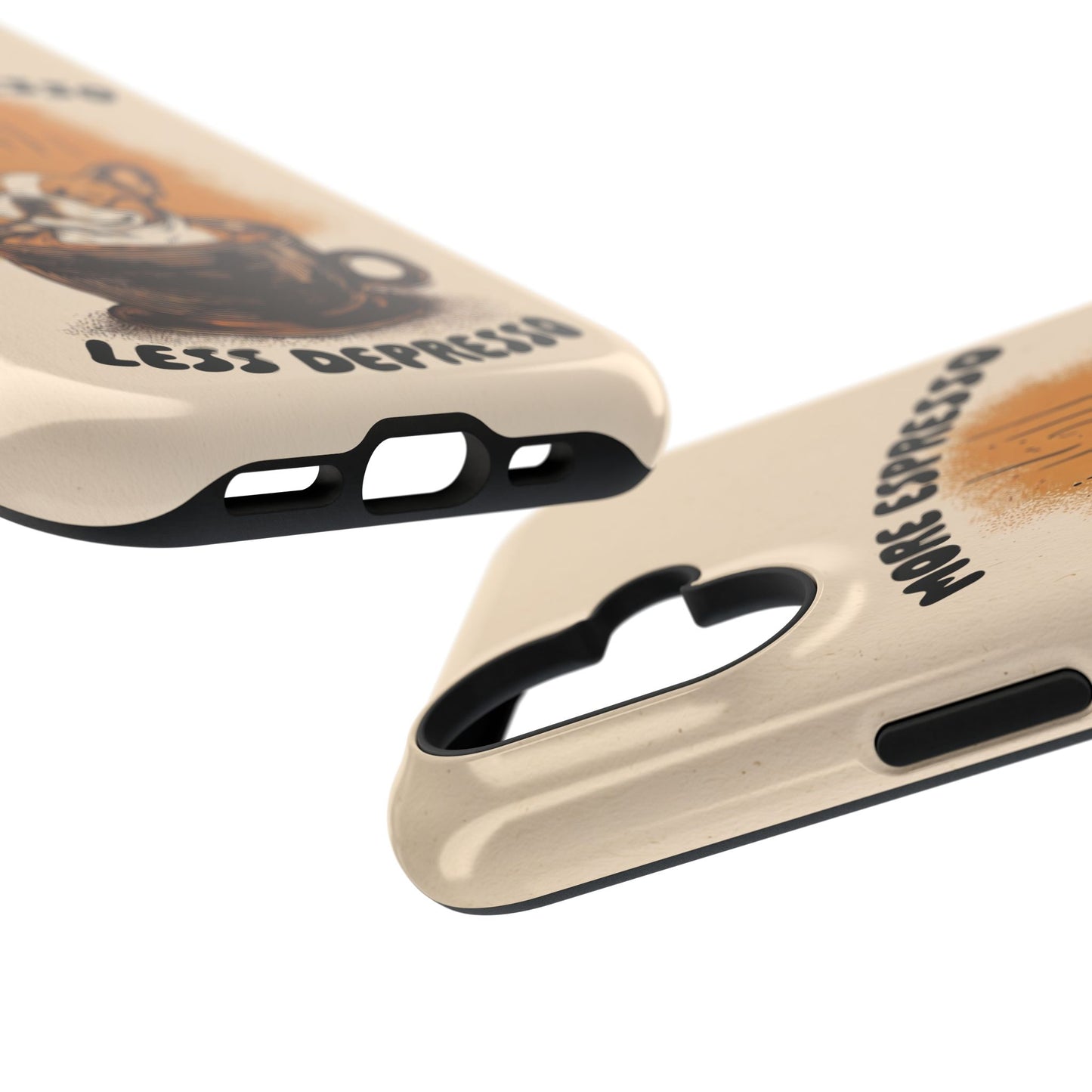 More Espresso, Less Depresso – Frenchie Coffee Design iPhone Case