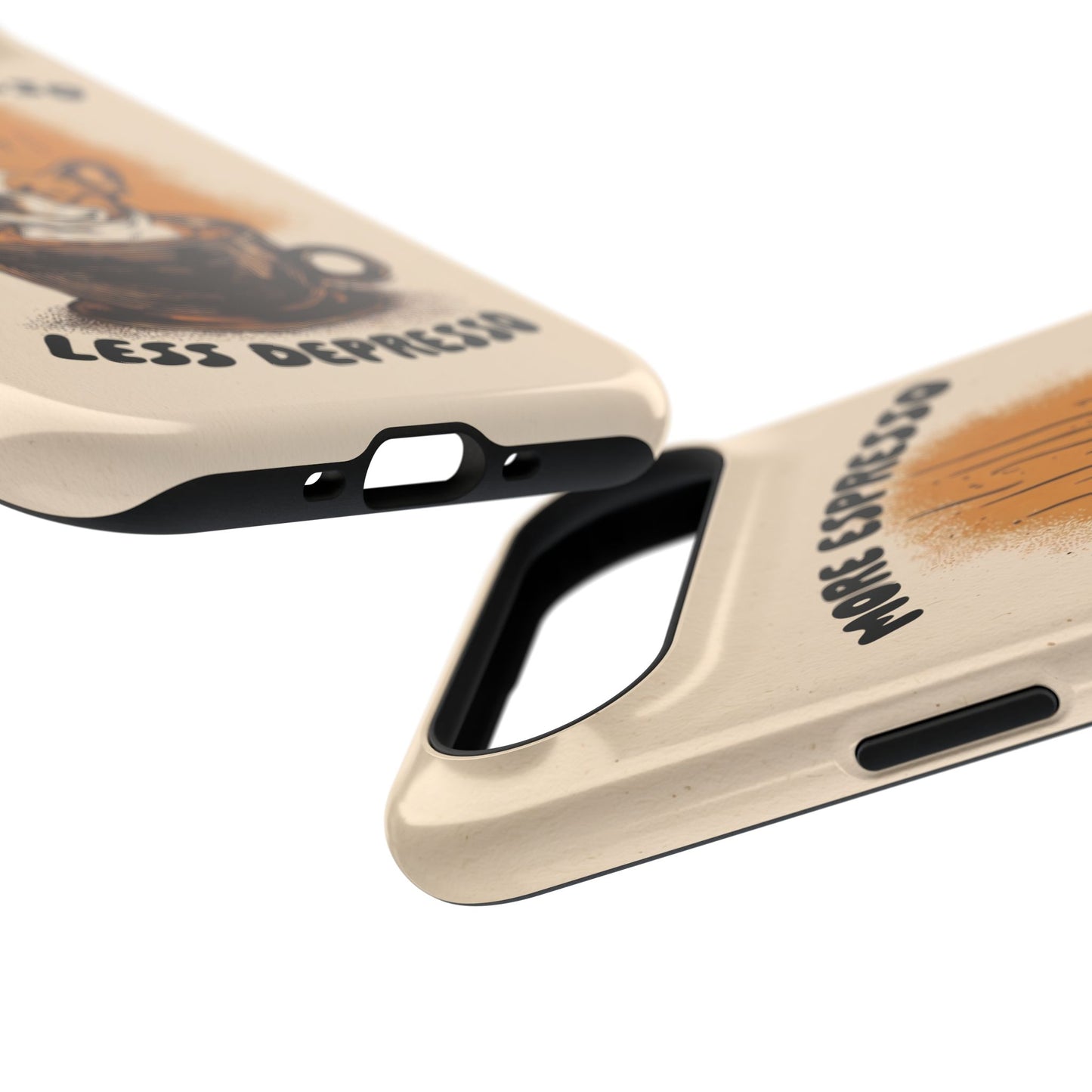 More Espresso, Less Depresso – Frenchie Coffee Design iPhone Case