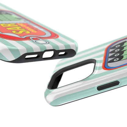The Vintage Sardine Tin – Pop-Art Striped Design iPhone Case (Mint)