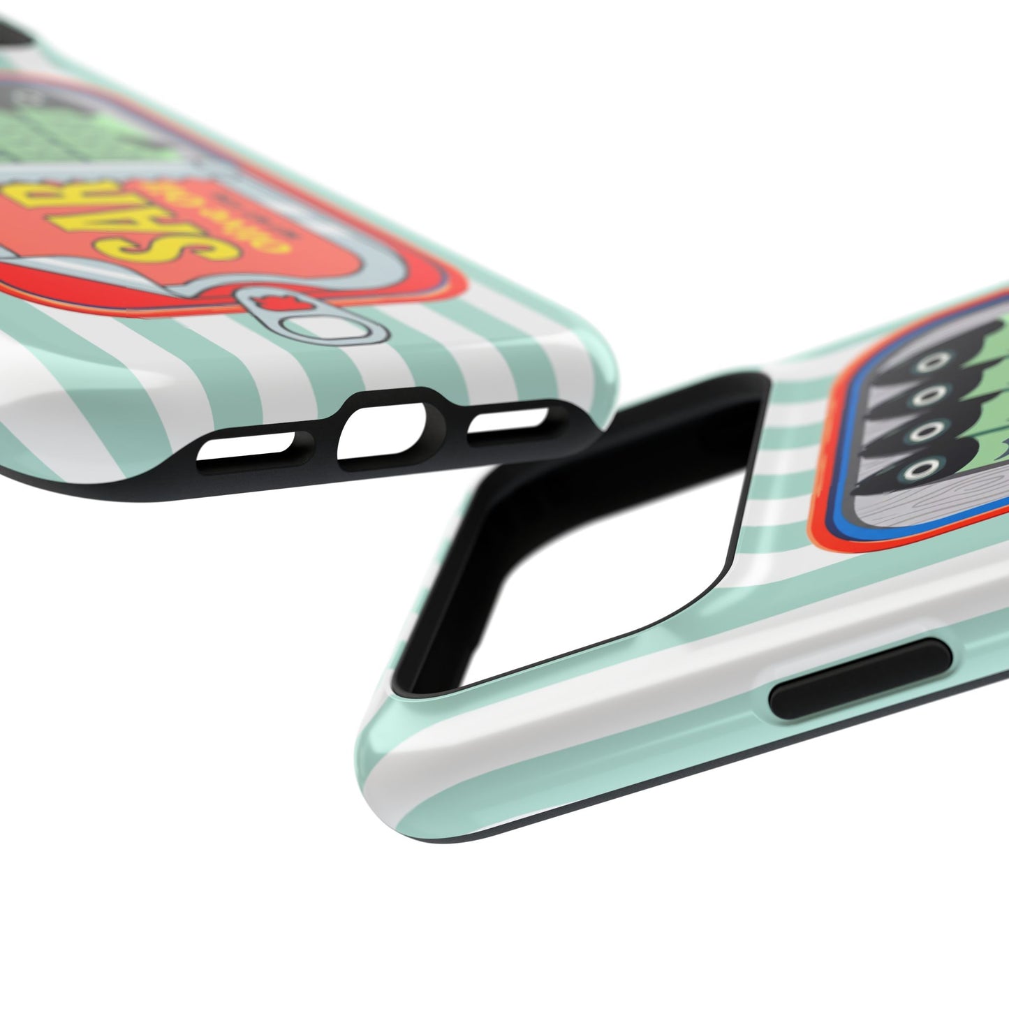The Vintage Sardine Tin – Pop-Art Striped Design iPhone Case (Mint)