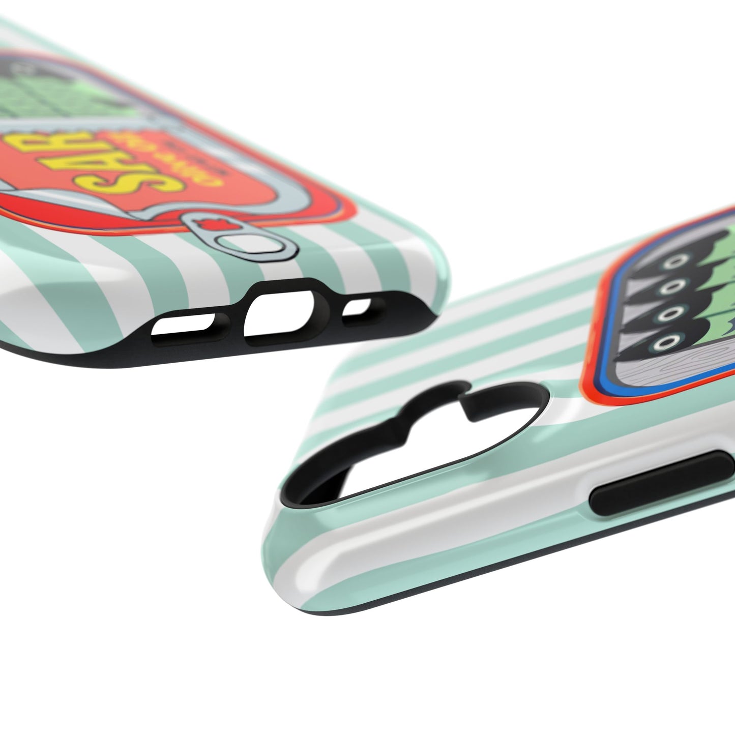 The Vintage Sardine Tin – Pop-Art Striped Design iPhone Case (Mint)