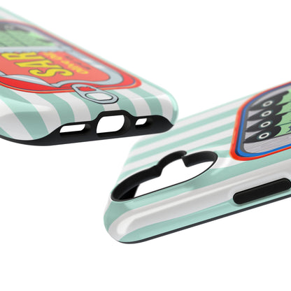 The Vintage Sardine Tin – Pop-Art Striped Design iPhone Case (Mint)