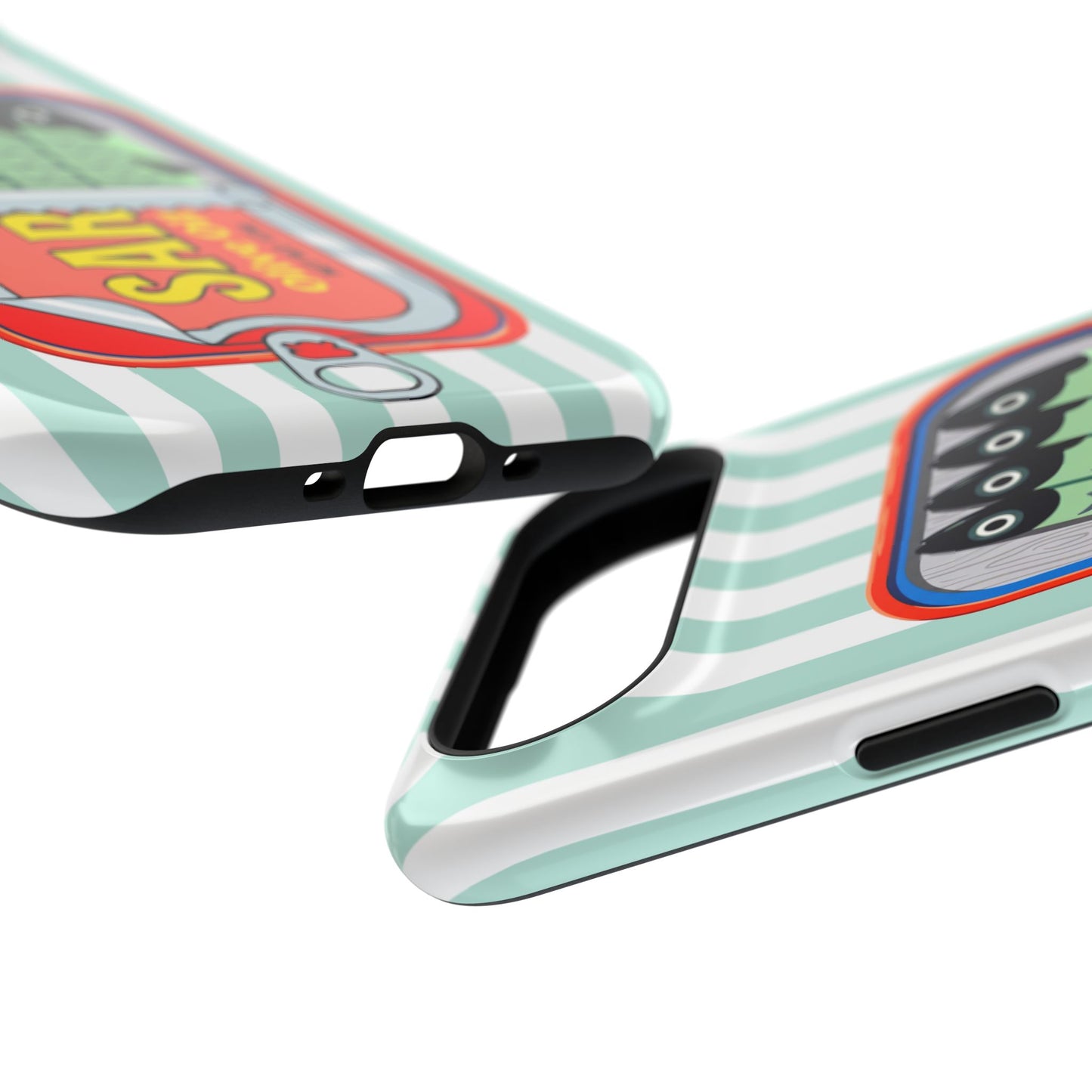 The Vintage Sardine Tin – Pop-Art Striped Design iPhone Case (Mint)