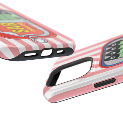 The Vintage Sardine Tin – Pop-Art Striped Design iPhone Case (Pink)
