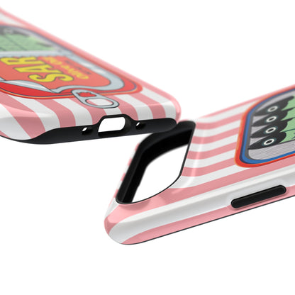 The Vintage Sardine Tin – Pop-Art Striped Design iPhone Case (Pink)