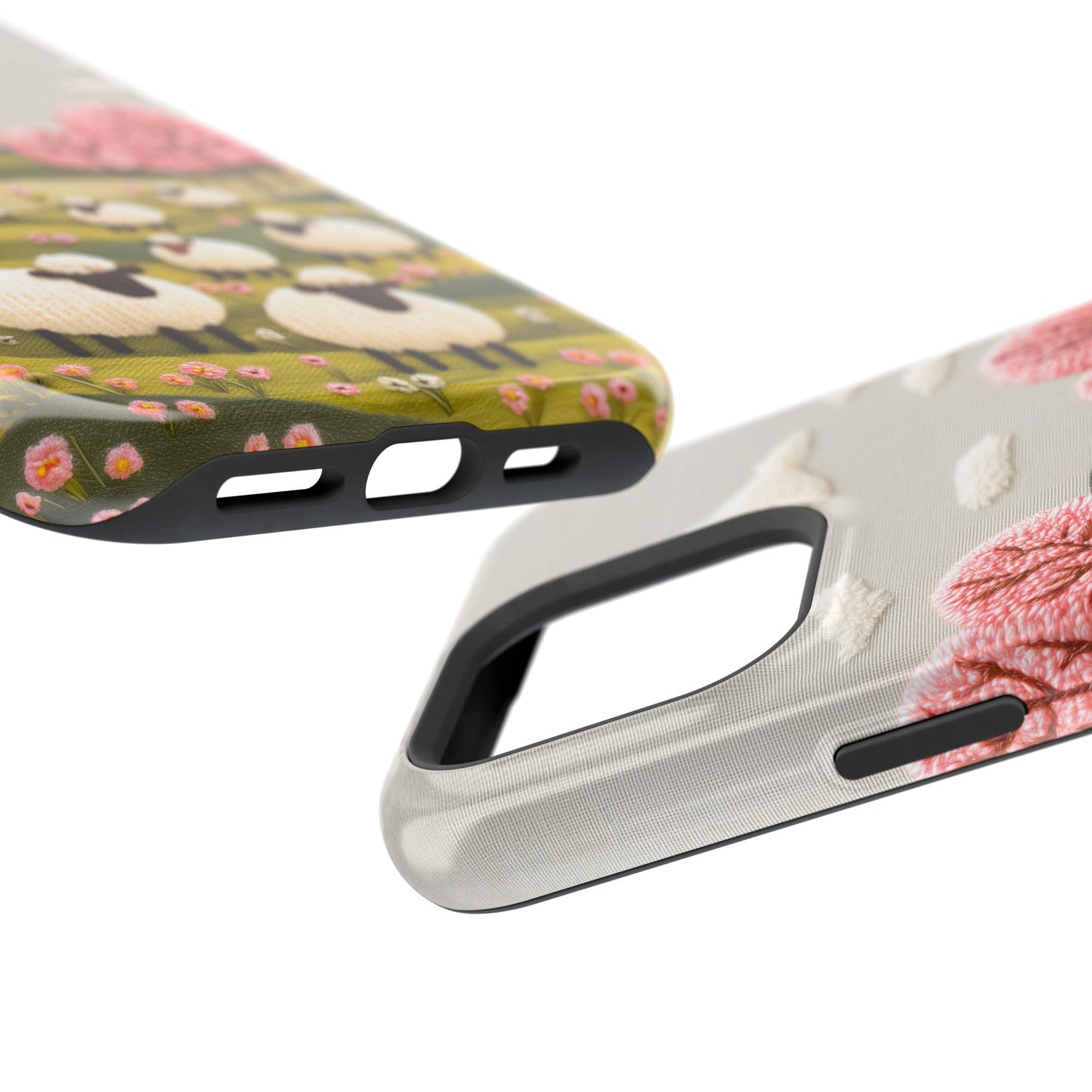 The Embroidered Meadow – Faux Needlepoint Design iPhone Case