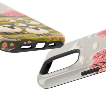 The Embroidered Meadow – Faux Needlepoint Design iPhone Case