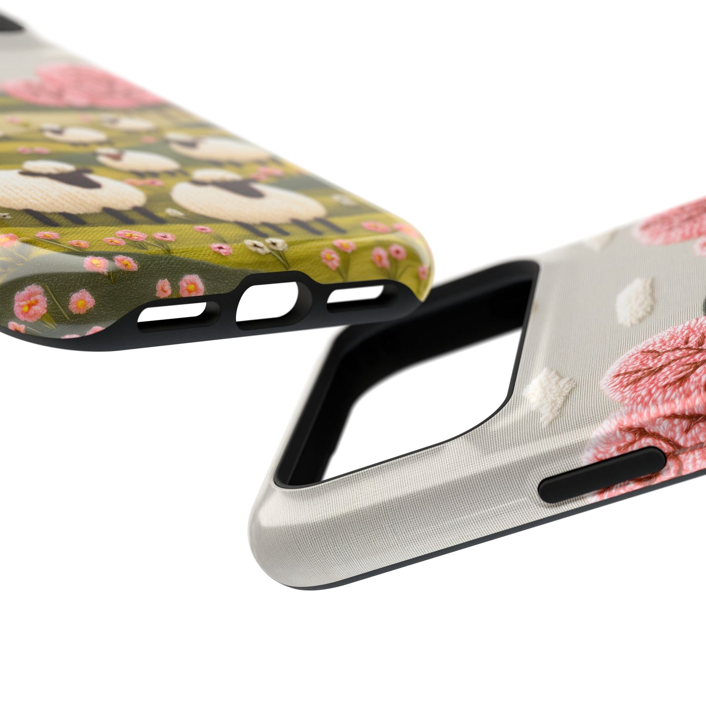 The Embroidered Meadow – Faux Needlepoint Design iPhone Case