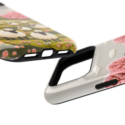 The Embroidered Meadow – Faux Needlepoint Design iPhone Case