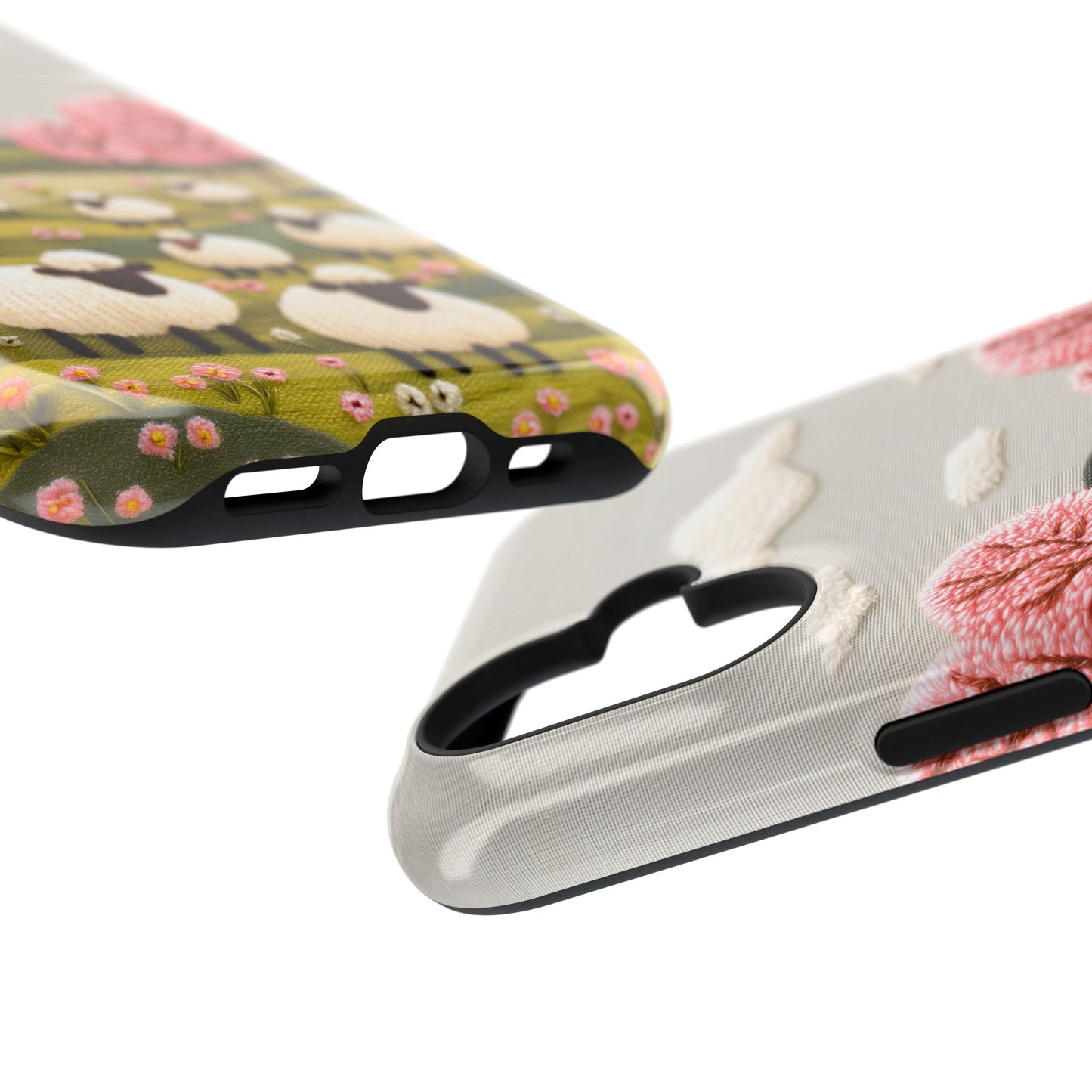 The Embroidered Meadow – Faux Needlepoint Design iPhone Case
