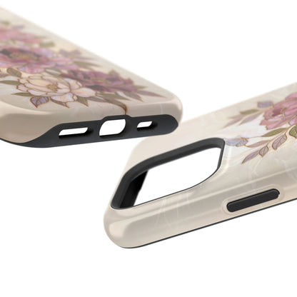 The Cloisonné Peony – Faux Stained Glass & Pearl Design iPhone Case