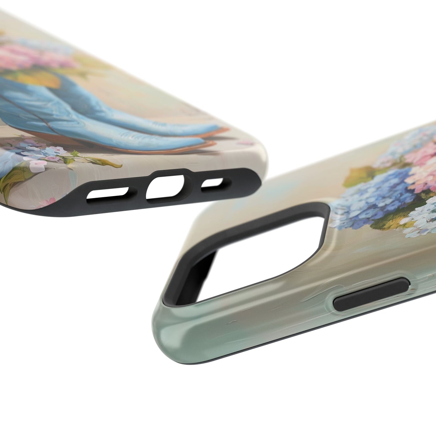 The Country Coquette – Impasto Boot & Hydrangea Design iPhone Case
