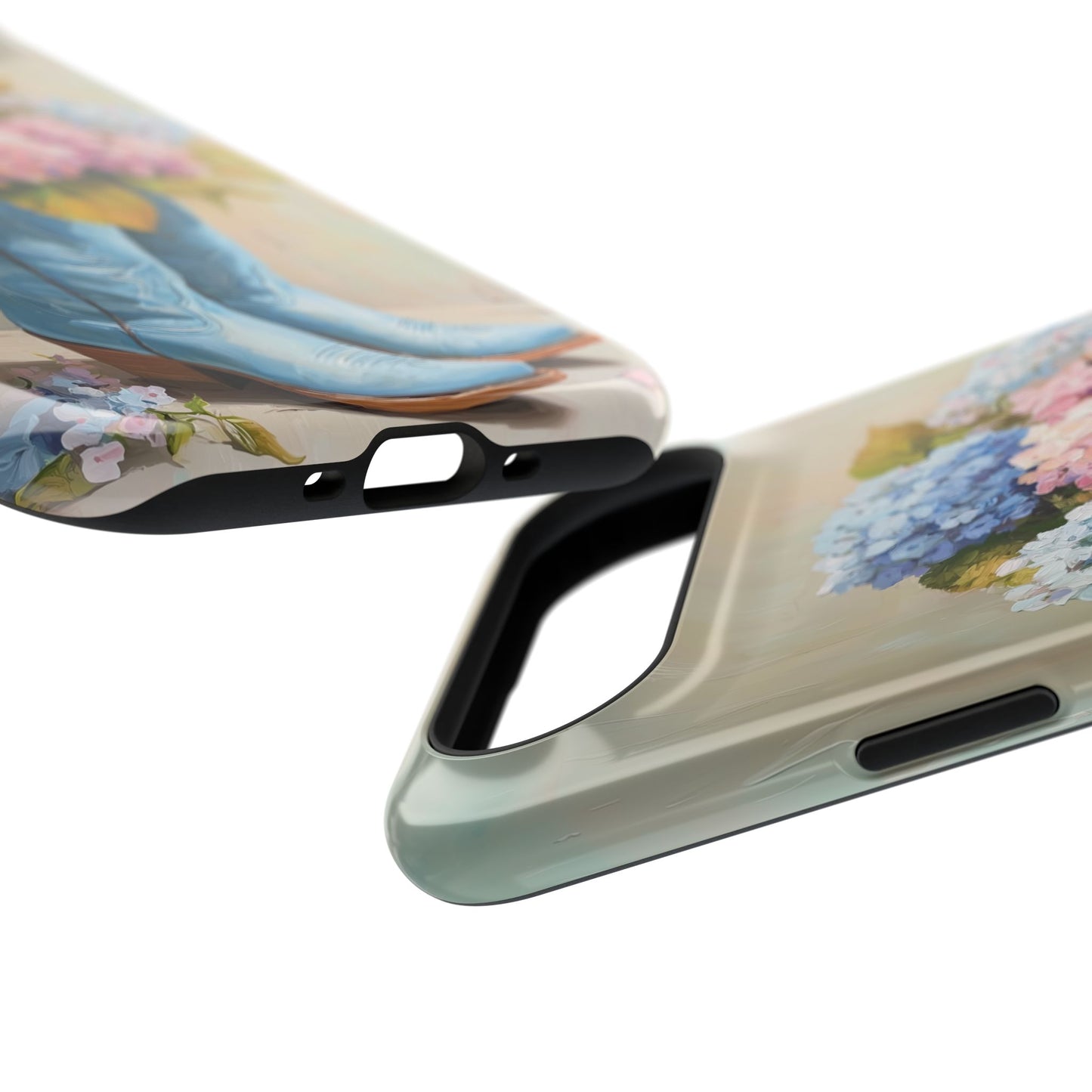 The Country Coquette – Impasto Boot & Hydrangea Design iPhone Case
