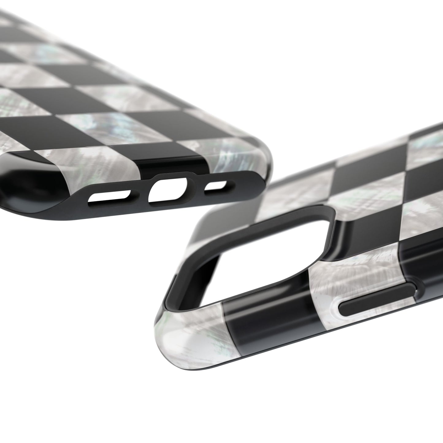 The Midnight Pearl – Inlaid Checkerboard Design iPhone Case