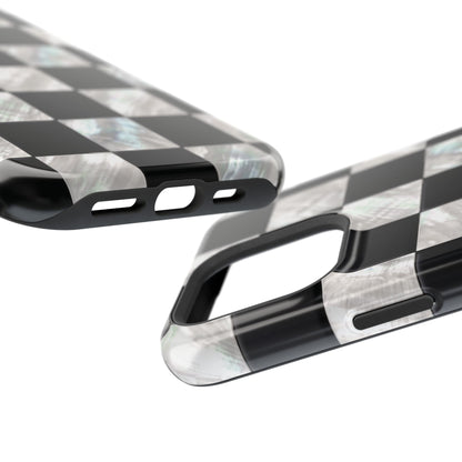 The Midnight Pearl – Inlaid Checkerboard Design iPhone Case