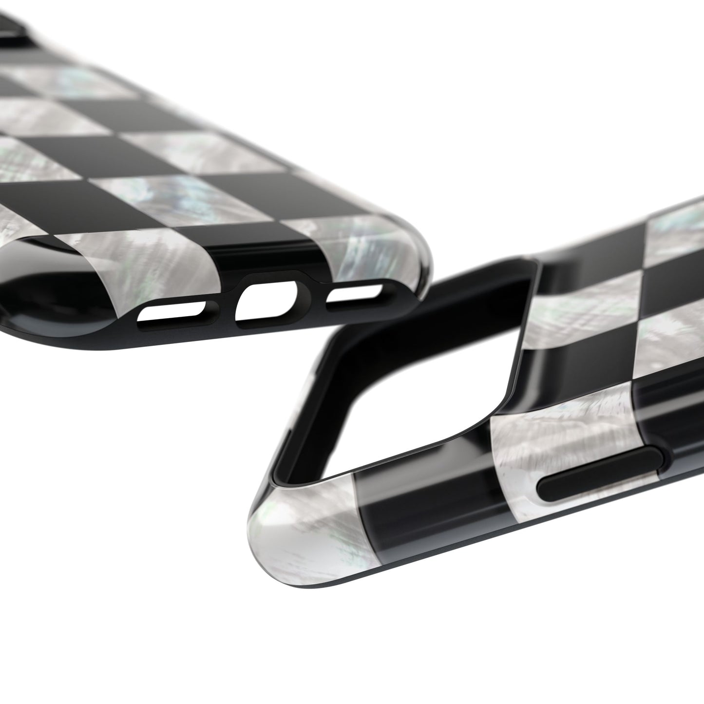The Midnight Pearl – Inlaid Checkerboard Design iPhone Case