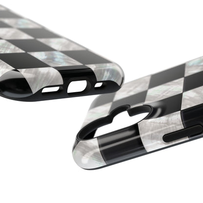 The Midnight Pearl – Inlaid Checkerboard Design iPhone Case