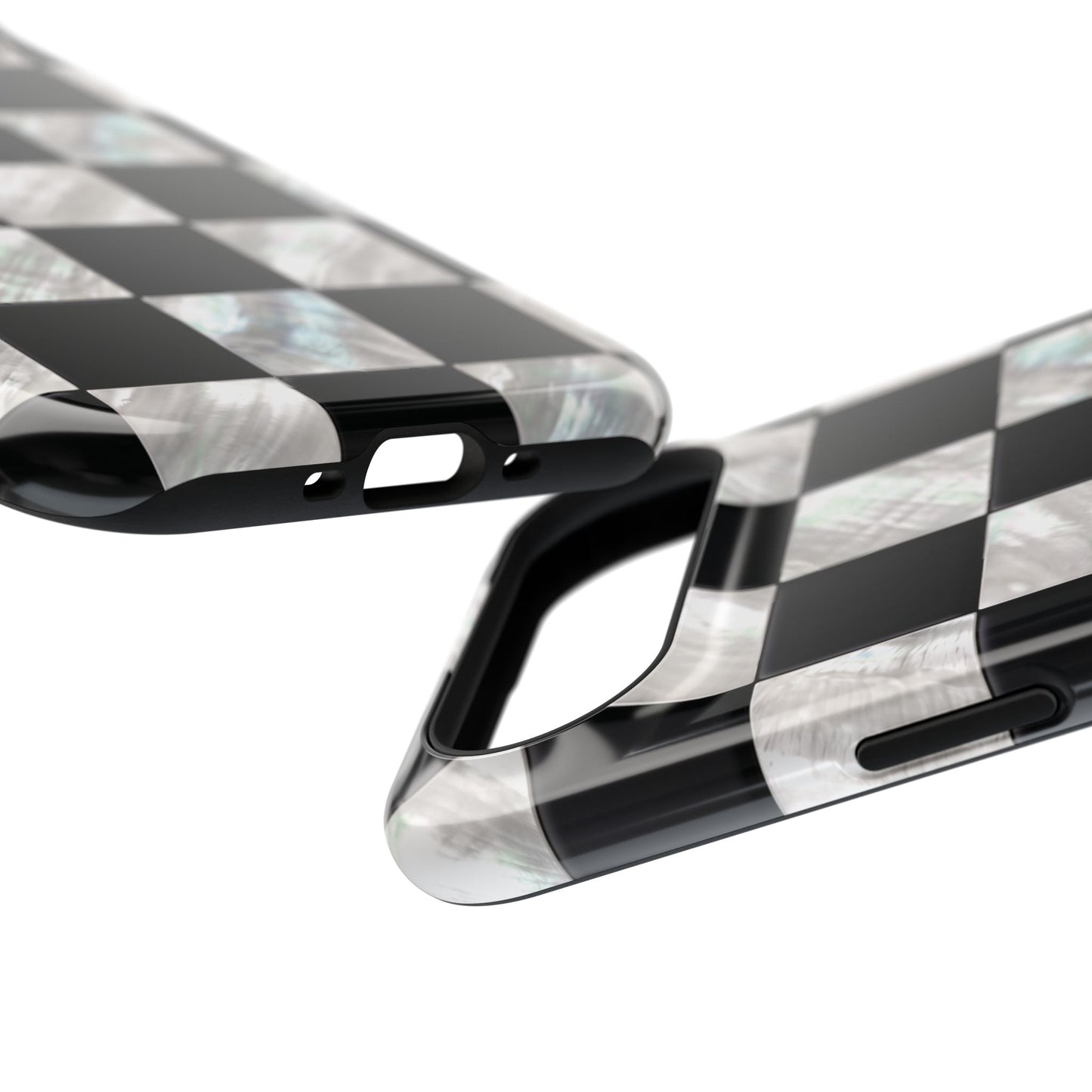 The Midnight Pearl – Inlaid Checkerboard Design iPhone Case