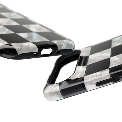 The Midnight Pearl – Inlaid Checkerboard Design iPhone Case