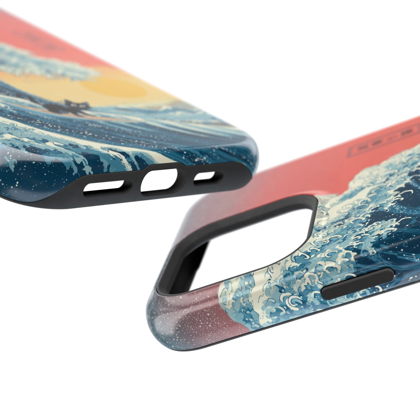 The Wave-Riding Neko – Sunset Surfer Case Design iPhone Case