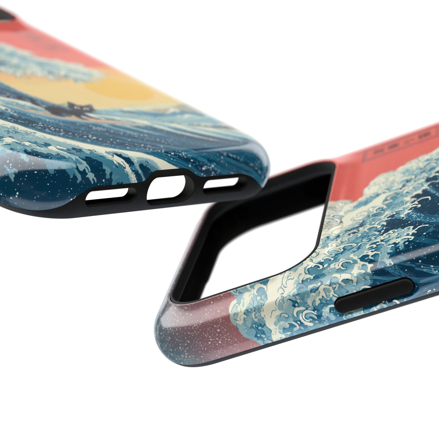 The Wave-Riding Neko – Sunset Surfer Case Design iPhone Case