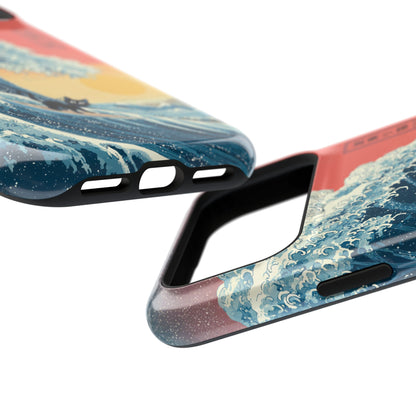 The Wave-Riding Neko – Sunset Surfer Case Design iPhone Case