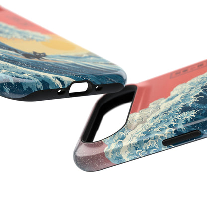 The Wave-Riding Neko – Sunset Surfer Case Design iPhone Case
