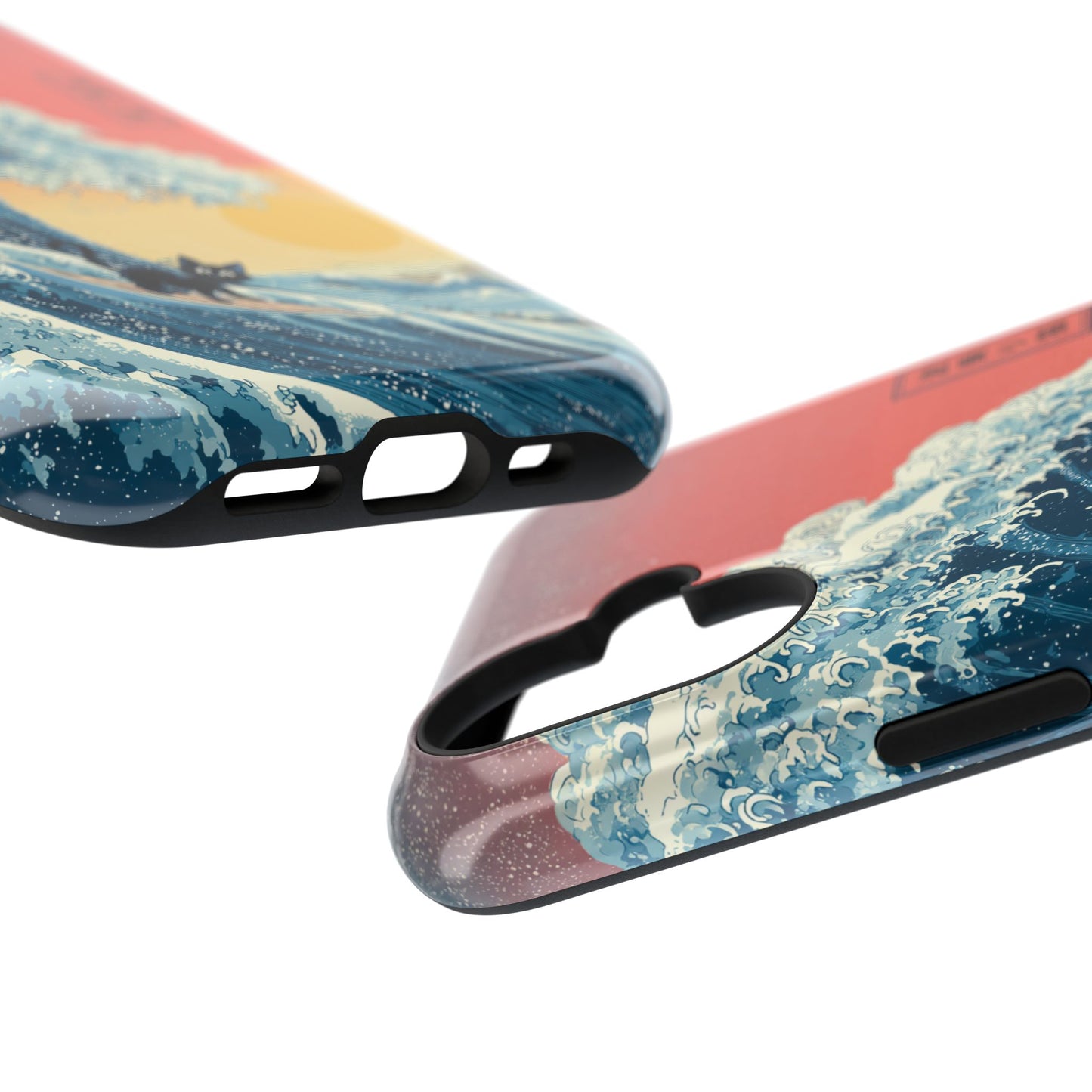 The Wave-Riding Neko – Sunset Surfer Case Design iPhone Case