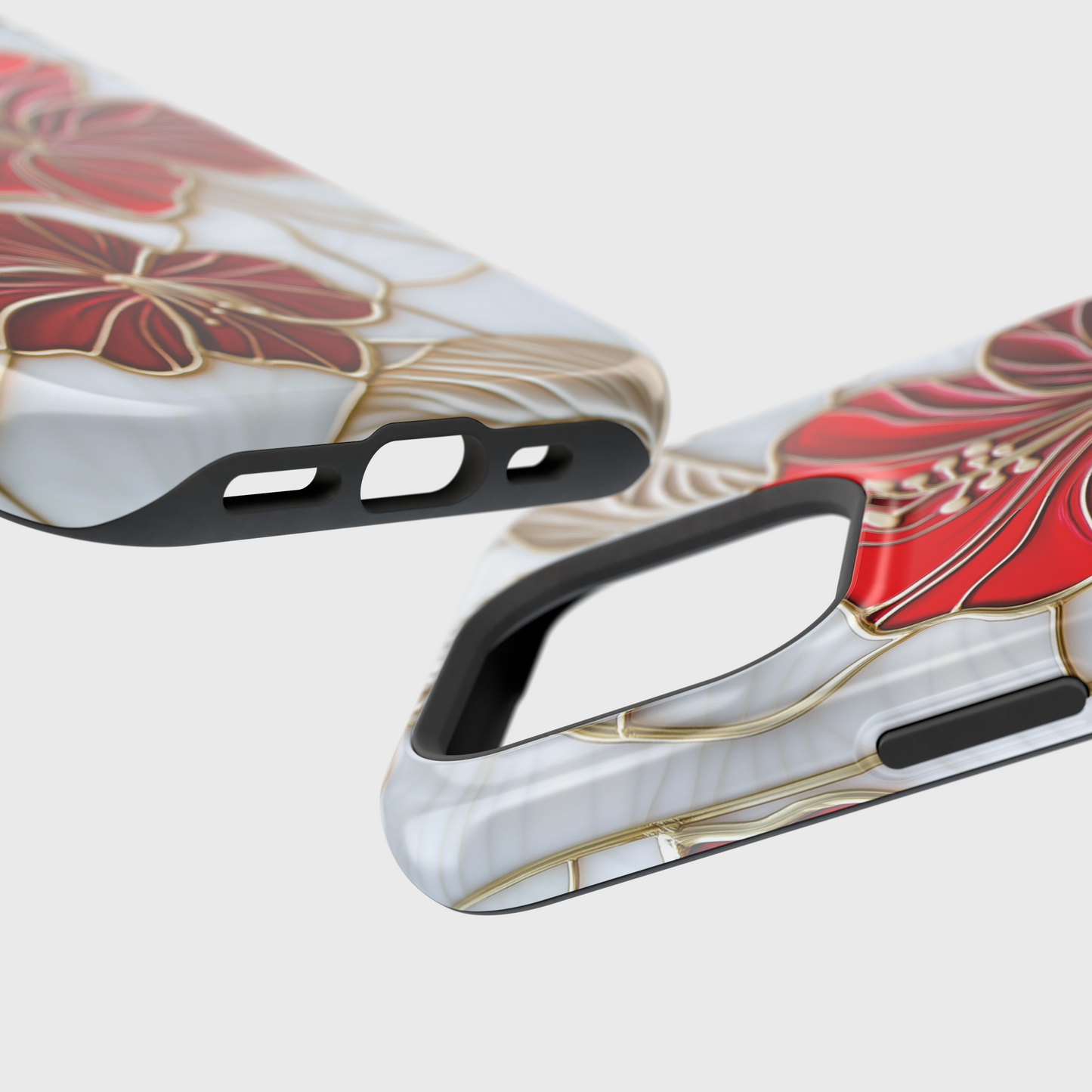 Red Hibiscus Stained Glass Design iPhone Case