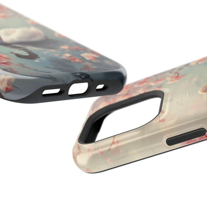 Cherry Blossoms around Elegant Swan Design iPhone Case