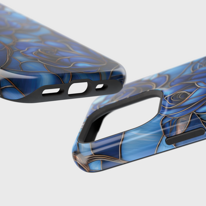 Blue Roses Stained Glass Design iPhone Case