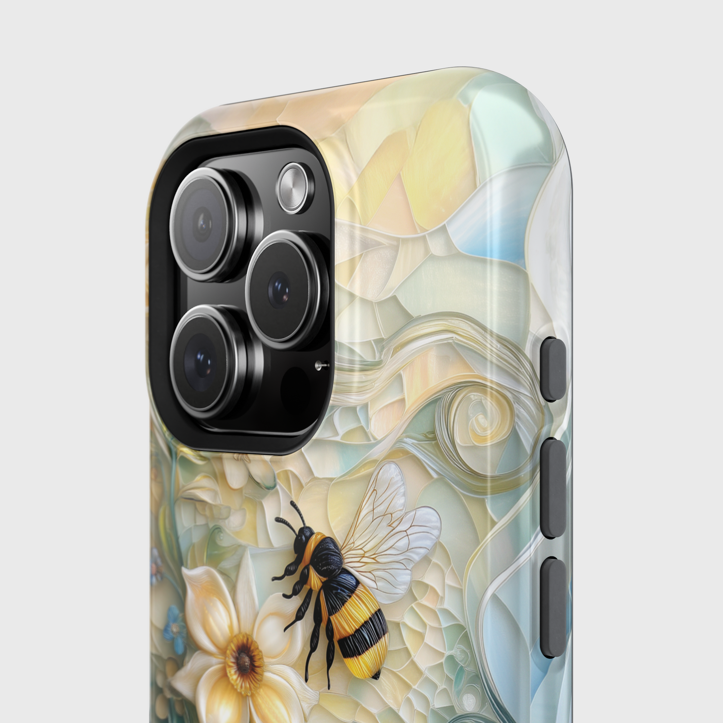 Bumblebee & Floral Stained Glass Art Design iPhone Case