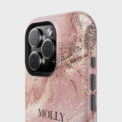 Personalisable Luxury Pink Marble Design iPhone Case