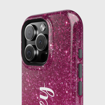 Personalisable Faux Red Glitter Design iPhone Case