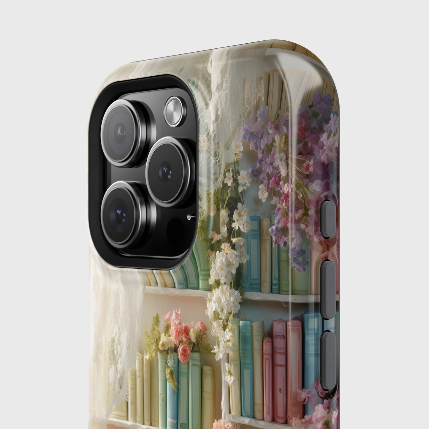 Colorful Floral Bookcase Design iPhone Case